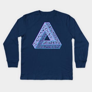 3D Penrose Triangle Magenta Cyan Kids Long Sleeve T-Shirt